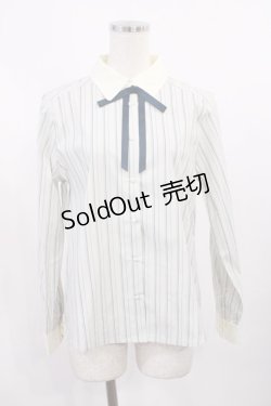 画像1: F i.n.t / タイ付きマルチストライプクレリックシャツ Free L/GR×WH H-25-10-17-028-CA-BL-NS-ZH