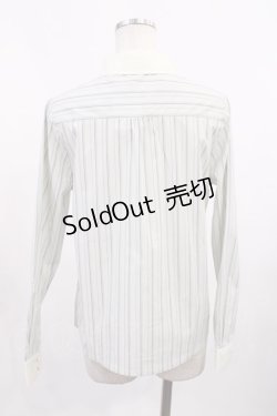 画像2: F i.n.t / タイ付きマルチストライプクレリックシャツ Free L/GR×WH H-25-10-17-028-CA-BL-NS-ZH