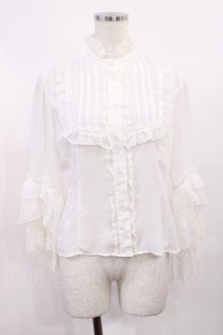 画像1: Innocent World / シフォンとレースの姫袖ブラウス M オフ H-25-10-17-029-IW-BL-NS-ZH