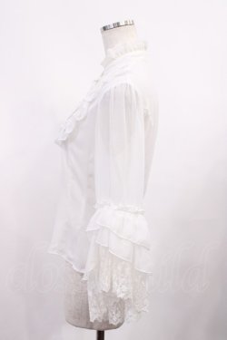 画像2: Innocent World / シフォンとレースの姫袖ブラウス M オフ H-25-10-17-029-IW-BL-NS-ZH