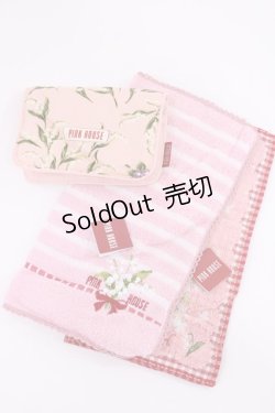 画像1: PINK HOUSE / タオルハンカチ+ティッシュケース  ピンク H-25-10-17-038-LO-ZA-NS-ZH
