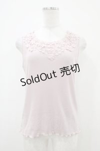 axes femme / 吸水速乾モチーフレースタンク Free ピンク H-25-10-18-1044-AX-TO-NS-ZH
