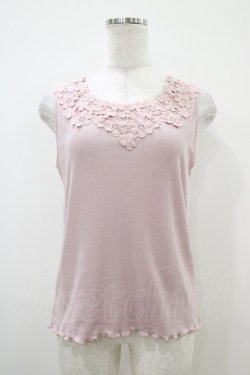 画像1: axes femme / 吸水速乾モチーフレースタンク Free ピンク H-25-10-18-1044-AX-TO-NS-ZH