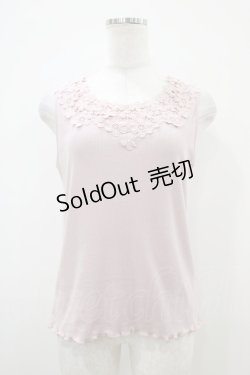 画像1: axes femme / 吸水速乾モチーフレースタンク Free ピンク H-25-10-18-1044-AX-TO-NS-ZH