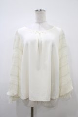 axes femme / ギャザー袖切替トップス M アイボリー H-25-10-18-1049-AX-TO-NS-ZH