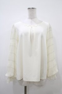 axes femme / ギャザー袖切替トップス M アイボリー H-25-10-18-1049-AX-TO-NS-ZH