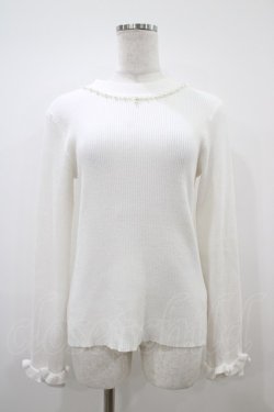 画像1: axes femme / パールネックレス風リブニット Free オフ H-25-10-18-1052-AX-TO-NS-ZH