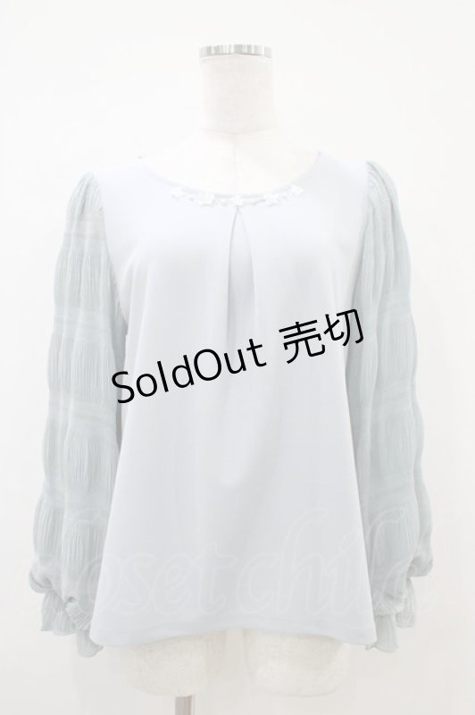 画像1: axes femme / ギャザー袖切替トップス M ブルー H-25-10-18-1054-AX-TO-NS-ZH (1)