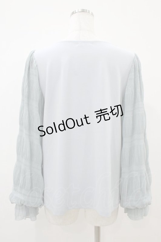 画像2: axes femme / ギャザー袖切替トップス M ブルー H-25-10-18-1054-AX-TO-NS-ZH (2)