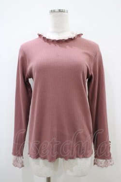 画像1: axes femme / 袖レースデザインリブインナー Free ピンク H-25-10-18-1056-AX-TO-NS-ZH