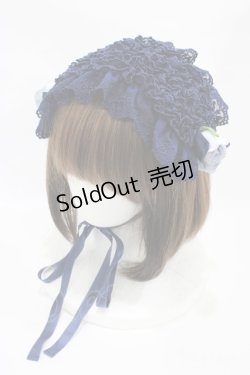 画像1: metamorphose / チュールレースヘッドドレス(パールチェーン)  ネイビー H-25-10-18-1008-ME-AC-NS-ZH