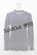 axes femme / ビジューボトルネックリブプルオーバー M ネイビー H-25-10-18-1059-AX-TO-NS-ZH