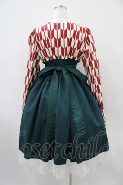 画像2: marcHenTica / セミオーダーワンピース プリンセスサイズ/丈-15cm えんじ矢絣/グリーン H-25-10-18-1021-LO-OP-NS-ZH