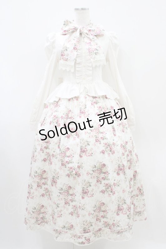 画像1: Victorian maiden / アンティークロココブーケヴィクトリアンワンピース  ミルクティーローズ H-25-10-18-1023-CL-OP-NS-ZH (1)