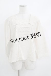 PINK HOUSE / ロゴ刺繍入りローンブラウス  生成り H-25-10-19-1035-LO-BL-NS-ZH