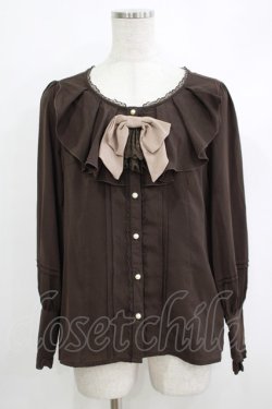 画像1: axes femme / シャボ付きラッフルブラウス M ブラウン H-25-10-19-1037-AX-BL-NS-ZH