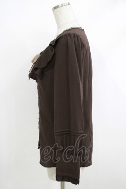 画像2: axes femme / シャボ付きラッフルブラウス M ブラウン H-25-10-19-1037-AX-BL-NS-ZH