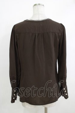 画像3: axes femme / シャボ付きラッフルブラウス M ブラウン H-25-10-19-1037-AX-BL-NS-ZH