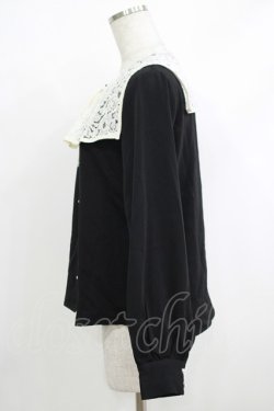 画像2: an another angelus / ビッグレース衿バイカラーブラウス Free Black H-25-10-19-1039-CA-BL-NS-ZH
