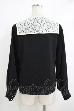 画像3: an another angelus / ビッグレース衿バイカラーブラウス Free Black H-25-10-19-1039-CA-BL-NS-ZH