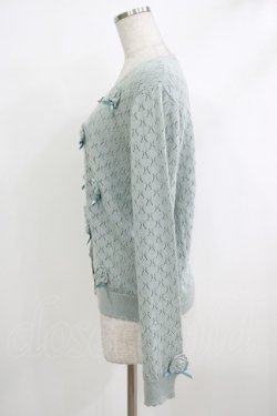 画像2: PINK HOUSE / モチーフ付き透かし編みカーディガン  ミント H-25-10-19-1043-LO-TO-NS-ZH