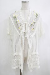 PINK HOUSE / モチーフ付き透かし編みカーディガン Free キナリ H-25-10-19-1047-LO-TO-NS-ZH