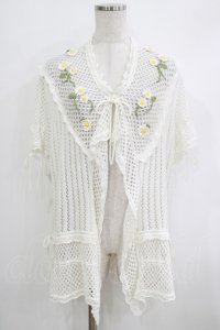 PINK HOUSE / モチーフ付き透かし編みカーディガン Free キナリ H-25-10-19-1047-LO-TO-NS-ZH