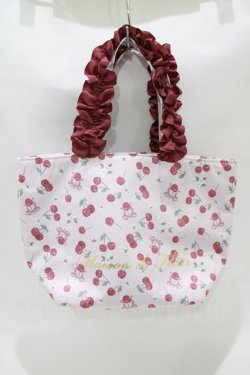 画像1: Maison de FLEUR / サクランボフリルハンドルトートバッグ  ピンク H-25-10-19-1055-LO-BG-NS-ZH