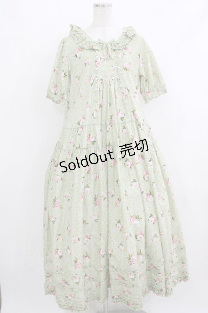 画像1: PINK HOUSE / ブロッサムローズプリントワンピース  ミント H-25-10-19-1006-LO-OP-NS-ZH (1)