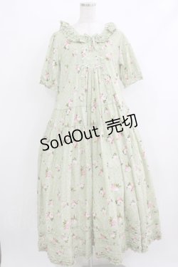 画像1: PINK HOUSE / ブロッサムローズプリントワンピース  ミント H-25-10-19-1006-LO-OP-NS-ZH
