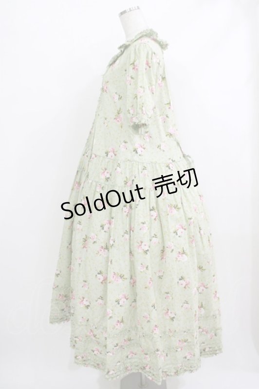 画像2: PINK HOUSE / ブロッサムローズプリントワンピース  ミント H-25-10-19-1006-LO-OP-NS-ZH (2)