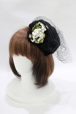 画像1: Hoshibako Works / Ms.リリー・ウィリーのピルボックスハット  ブラック H-25-10-19-1075-LO-AC-NS-ZH