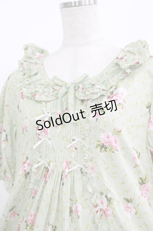 画像4: PINK HOUSE / ブロッサムローズプリントワンピース  ミント H-25-10-19-1006-LO-OP-NS-ZH (4)