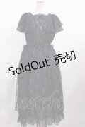 axes femme / 花ストライプ柄チュールワンピース M ネイビー H-25-10-19-016-AX-OP-NS-ZH