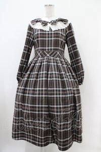 Melody BasKet / リボンとレースカラーのタータンチェックワンピース  ブラウン H-25-10-20-1033-LO-OP-KB-ZH