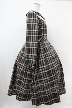 画像3: Melody BasKet / リボンとレースカラーのタータンチェックワンピース  ブラウン H-25-10-20-1033-LO-OP-KB-ZH