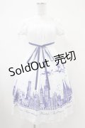 Moi-meme-Moitie / サイレントムーンワンピース(ミニ丈)  white x blue H-25-10-20-1037-MO-OP-KB-ZH