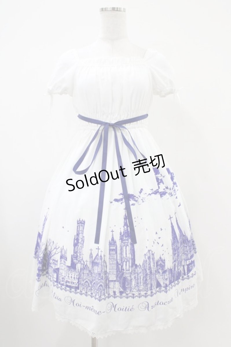 画像1: Moi-meme-Moitie / サイレントムーンワンピース(ミニ丈)  white x blue H-25-10-20-1037-MO-OP-KB-ZH (1)
