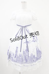 Moi-meme-Moitie / サイレントムーンワンピース(ミニ丈)  white x blue H-25-10-20-1037-MO-OP-KB-ZH