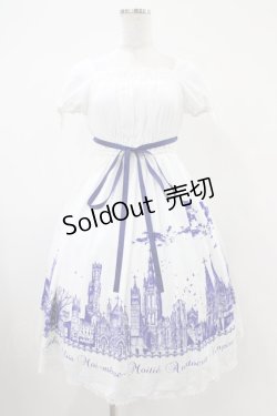 画像1: Moi-meme-Moitie / サイレントムーンワンピース(ミニ丈)  white x blue H-25-10-20-1037-MO-OP-KB-ZH