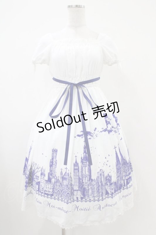 画像1: Moi-meme-Moitie / サイレントムーンワンピース(ミニ丈)  white x blue H-25-10-20-1037-MO-OP-KB-ZH (1)