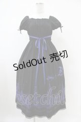 Moi-meme-Moitie / サイレントムーンワンピース（ミディアム丈）  ブラック×ブルー H-25-10-20-1038-MO-OP-KB-ZH