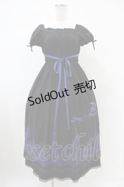 画像1: Moi-meme-Moitie / サイレントムーンワンピース（ミディアム丈）  ブラック×ブルー H-25-10-20-1038-MO-OP-KB-ZH