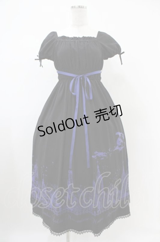 画像1: Moi-meme-Moitie / サイレントムーンワンピース（ミディアム丈）  ブラック×ブルー H-25-10-20-1038-MO-OP-KB-ZH (1)