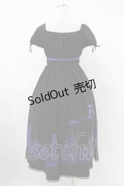 画像2: Moi-meme-Moitie / サイレントムーンワンピース（ミディアム丈）  ブラック×ブルー H-25-10-20-1038-MO-OP-KB-ZH