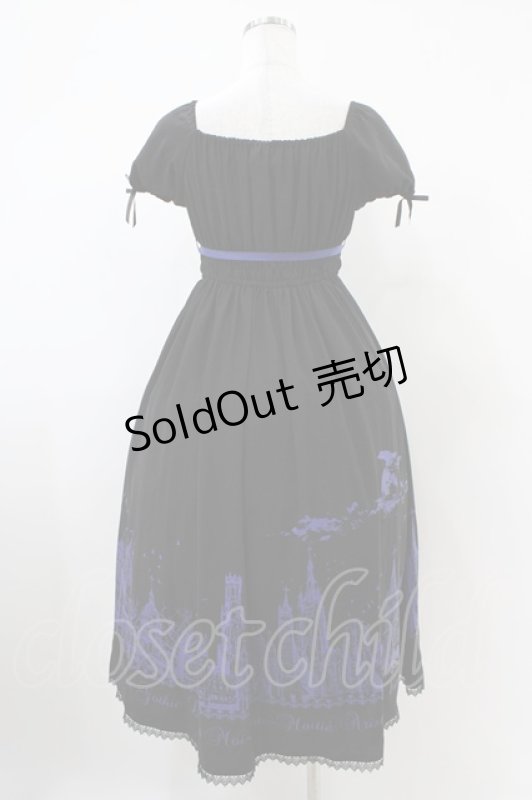 画像2: Moi-meme-Moitie / サイレントムーンワンピース（ミディアム丈）  ブラック×ブルー H-25-10-20-1038-MO-OP-KB-ZH (2)