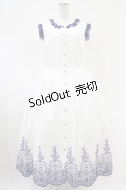 画像1: Moi-meme-Moitie / Rose Garden刺繍サンドレス 13号 白×青 H-25-10-20-1041-MO-OP-KB-ZH