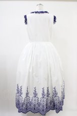 画像2: Moi-meme-Moitie / Rose Garden刺繍サンドレス 13号 白×青 H-25-10-20-1041-MO-OP-KB-ZH (2)