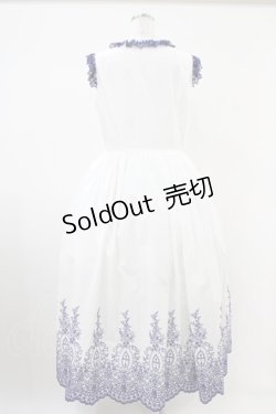 画像2: Moi-meme-Moitie / Rose Garden刺繍サンドレス 13号 白×青 H-25-10-20-1041-MO-OP-KB-ZH