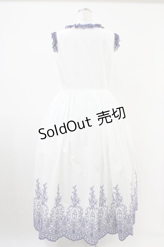 画像2: Moi-meme-Moitie / Rose Garden刺繍サンドレス 13号 白×青 H-25-10-20-1041-MO-OP-KB-ZH (2)